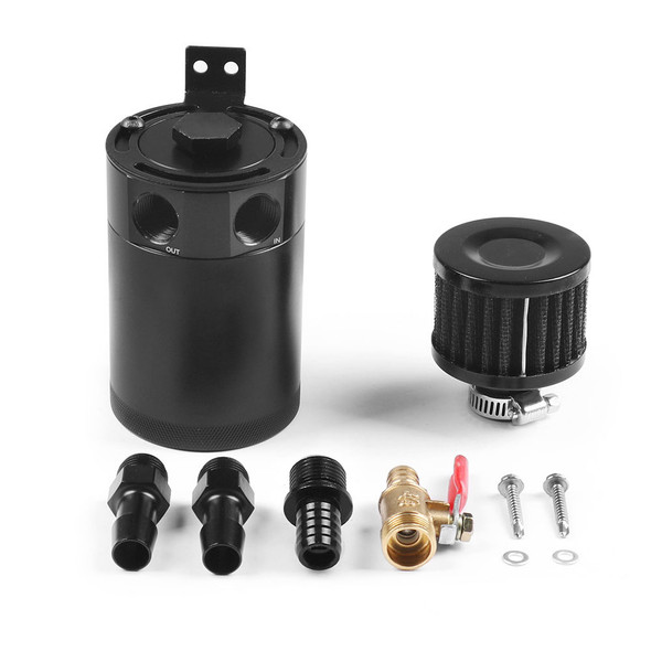 Universal Aluminum 2-port/ 3-port Oil Catch Can Tank with Breather Filter Engine Mini Oil Separator