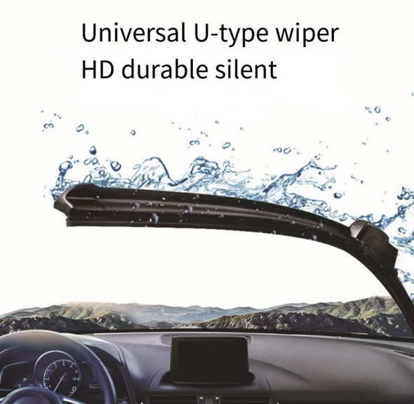 1Pc Car Wiper Blades Universal U-type Soft Rubber Boneless Wiper Durable Reduce Noise Automotive Wiper 16" 18" 19" 21" 22" 24"