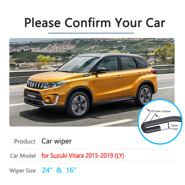 Car Wiper Blades for Suzuki Vitara 2015 2016 2017 2018 2019 LY Escudo Sport Front Windscreen Washer Brusdes Accessories Stickers