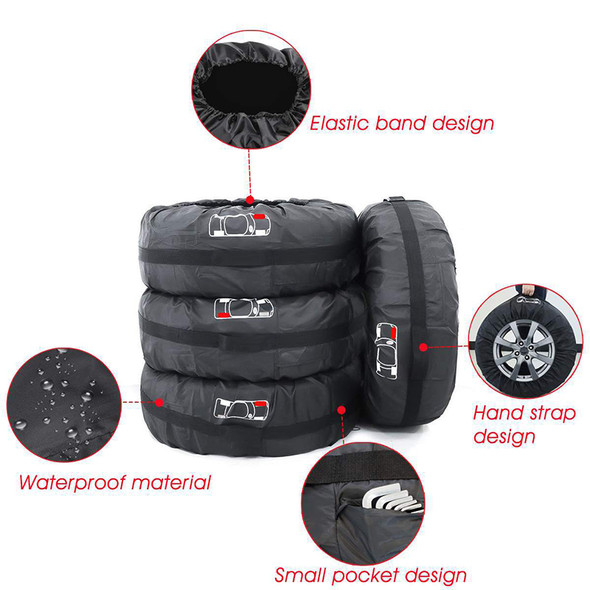 4Pcs/Lot Car Spare Tire Cover Case Polyester Auto Wheel Tires Storage Bags Vehicle Tyre Waterproof Dust-proof Protector Styling