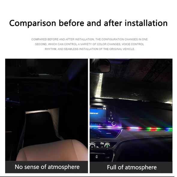 64 colors USB Car LED Ambient Light Acrylic Strips Dashboard Lights RGB Car Interior Hidden App Remote Control Atmosphere Lamp