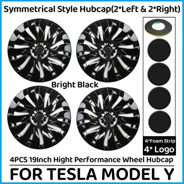 4PCS 19 Inch Hub Cap for Tesla Model Y 2024 Wheel Hubcap Performance Replacement Right&Left Wheel Cap Full Rim Cover Accessories