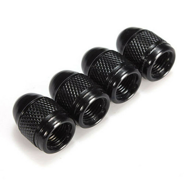 4pcs Black Aluminum Nipple Caps Bullet Car Truck Air Port Cover Tire Rim Valve Wheel Stem Cap Exterior Parts Car Accessories