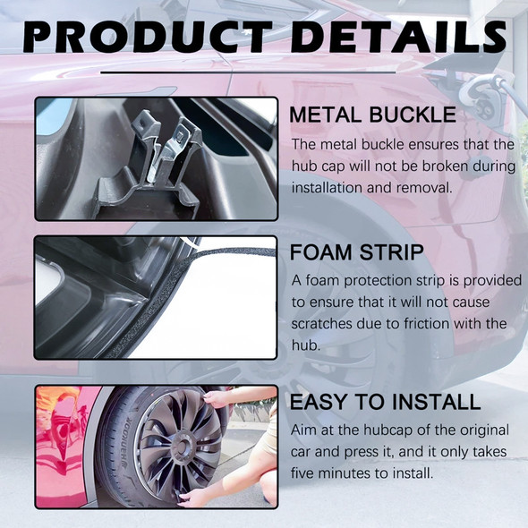 4Pcs For Tesla Model Y 19 Inch Automobile Hubcap Wheel Cover Performance Replacement Retrofit Parts Full Cover Accessories 4Pcs For Tesla Model Y 19 Inch Automobile Hubcap Wheel Cover Performance Replacement Retrofit Parts Full Cover Accessories