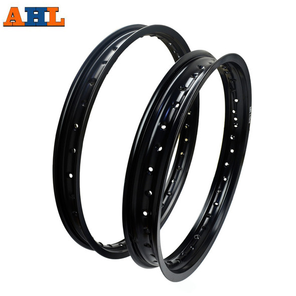 AHL 6061 Aviation Aluminum Front Rear Motorcycle Rims F & R Wheel Circle 2.15x19 1.60x21 36 Spoke Holes High Strength Black