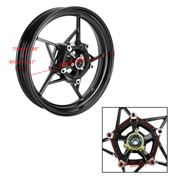 Artudatech Front & Rear Wheel Rims Black For Kawasaki Z400 EX400 Ninja 400 ABS 2018-2023 Motorcycle Parts