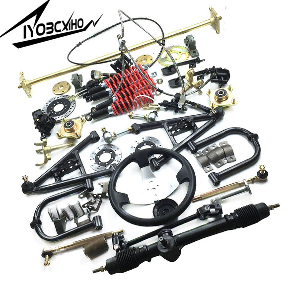 Whole Set Accessories for Making ATV&UTV Kart Front Suspension with Steering System and 1M Rear Axle with Both Front&Rear Brake