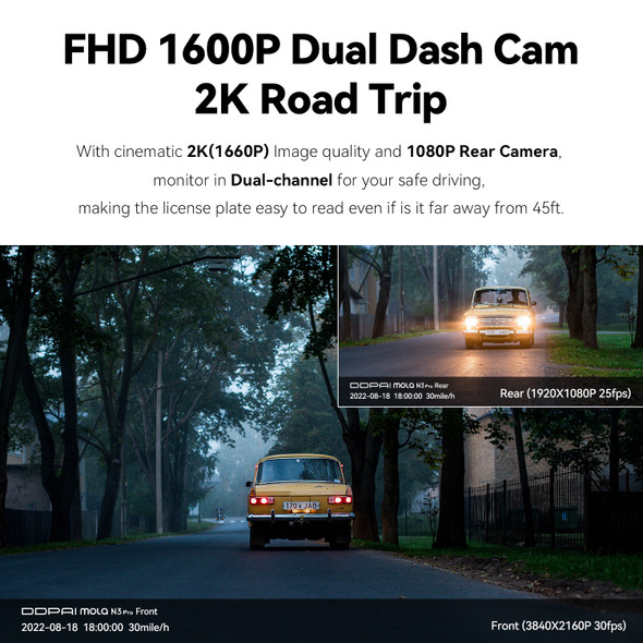 DDPAI Mola N3 Pro Dash Camera Driving Vehicle Cam Wifi Smart Connect Car Recorder 1600P HD
