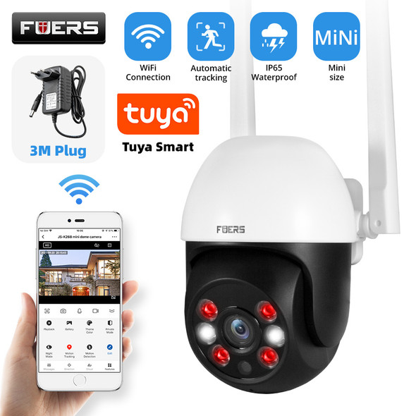 Fuers 3MP 5MP IP Camera Tuya Smart Outdoor Home Security Auto Tracking Human Detection Camera WIFI CCTV Surveillance Camera