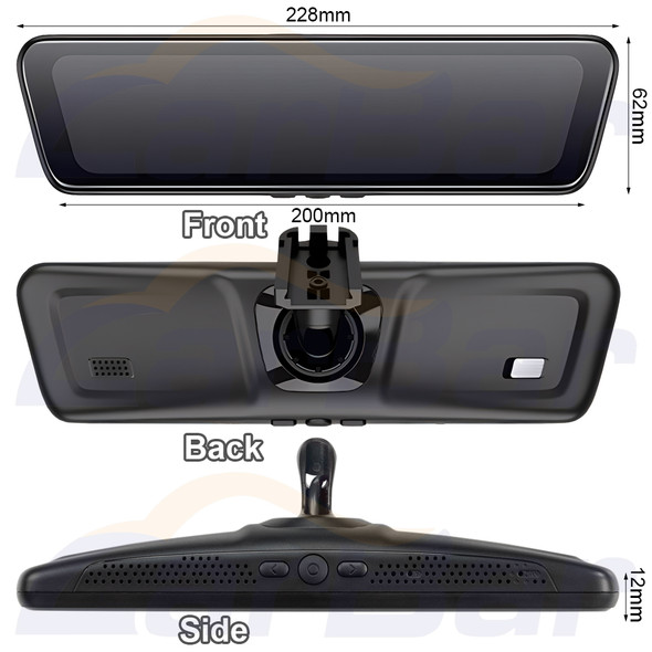 Carbar 8.2" IPS Rearview Mirror Reversing Camera Auto Chassis Cam Anti Glare Car DVR Dual-Camera Recorders for Tesla Model 3 Y