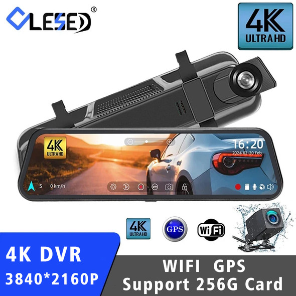 10 Inch 4K 3840*2160P WIFI GPS Car Dvr Mirror Dash Cam Dual Lens Dashcam Drive Recorder Stream RearView Mirror IPS Screen Camera