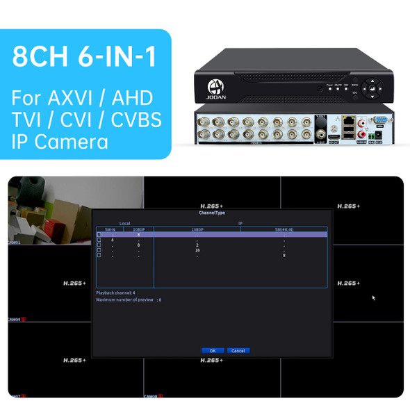 JOOAN 16CH 8CH 6 in 1 H265 Hybrid DVR Video Recorder for 1080P 5M-N AHD Camera 2MP 3MP 5MP IP Camera P2P NVR CCTV Stystem