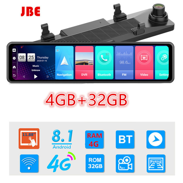 4G Android 8.1 4GB+32GB Car DVR Camera Rear View Mirror 12inch 1080P Drive Video Auto Recorder Registrator Dash Cam