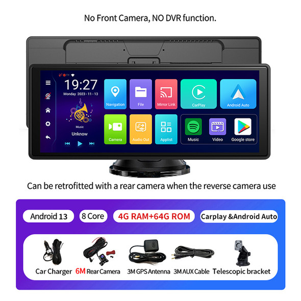 Imagebon 10.26" Android 13 Dash Cam Rearview Mirror Camera Wireless CarPlay & Android Auto Mirror Link GPS Navigation Car DVR