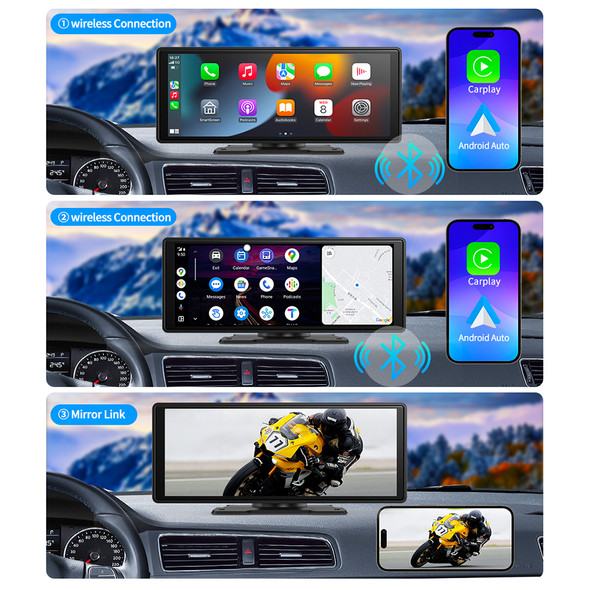 Imagebon 10.26" 8 Core Car DVR Android 13 CarPlay&Android Auto 2 In 1 Car Dash Camera 5G WiFi GPS FM AUX U Disk 5.1 Bluetooth