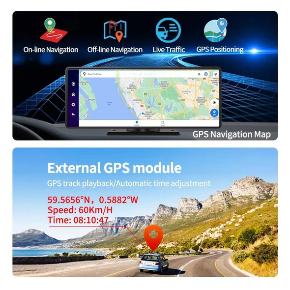 10.26 Inch 4G+64G Android 13.0 Car Rearview Mirror Stream Media GPS Navi Dash Cam Dual 1080P Camera WIFI Carplay &Android Auto