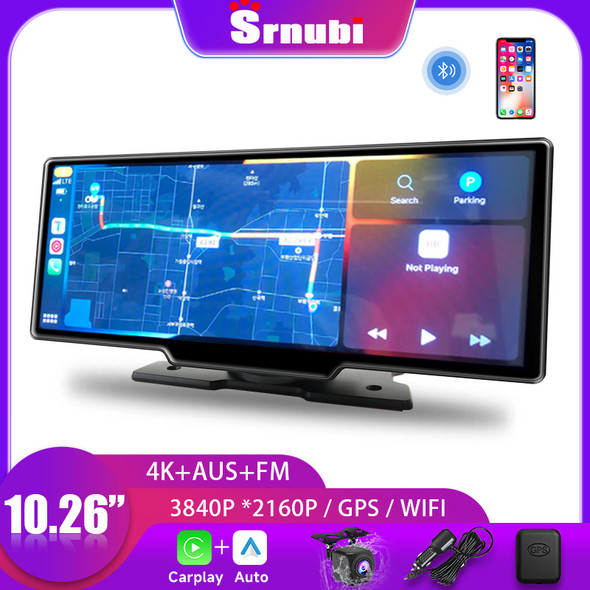10.26" Dash Cam Rearview Camera Carplay & Android Auto 4K DVR Video Recorder GPS Navigation Dashboard Dual Lens 24H Park FM AUX 10.26" Dash Cam Rearview Camera Carplay & Android Auto 4K DVR Video Recorder GPS Navigation Dashboard Dual Lens 24H Park FM AUX