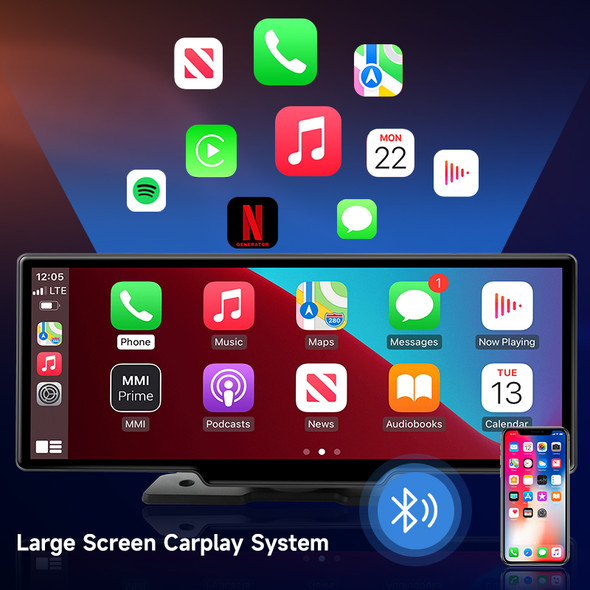 10.26" Dash Cam Rearview Camera Carplay & Android Auto 4K DVR Video Recorder GPS Navigation Dashboard Dual Lens 24H Park FM AUX 10.26" Dash Cam Rearview Camera Carplay & Android Auto 4K DVR Video Recorder GPS Navigation Dashboard Dual Lens 24H Park FM AUX