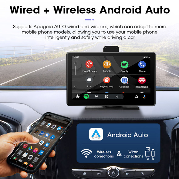 Srnubi 7-inch Car DVR Dashcam 4K Carplay Android Auto 2160P Front 1080P Rear Camera Dashboard WIFI Driving Recorder Dual Lens