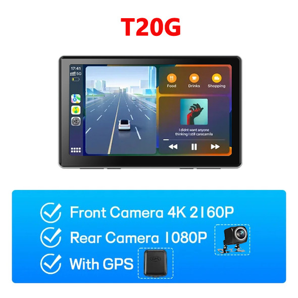 7" 4K Dash Cam Wireless CarPlay & Android Auto Dashboard Car DVR Camera With WiFi GPS Navigation Night Vision 24h Park Monitor