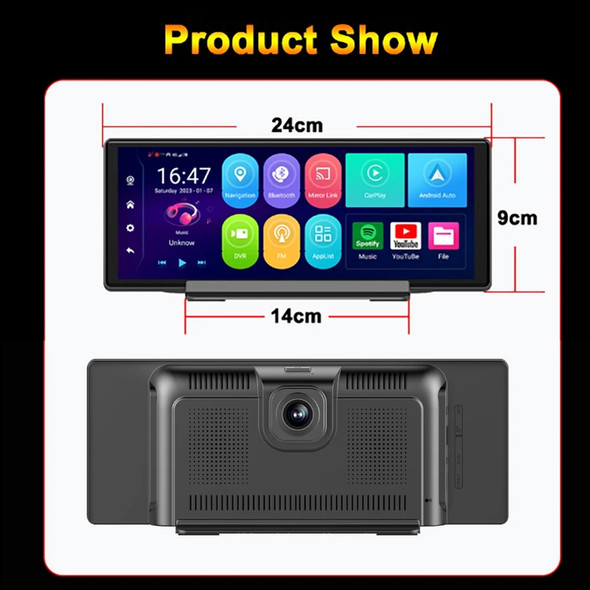 10.26" 4G Car Dash Cam Dual 1080P Cameras GPS Navigation Live Remote Monitor Video Recorders Carplay & Android Auto WiFi