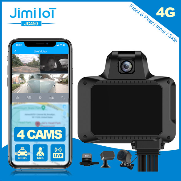 JIMIIOT 4G ADAS DVR Cam JC450 4 Channel Live View Dashcam Wifi Android Auto Monitor By APP Camera For Car 1080P GPS Video Record