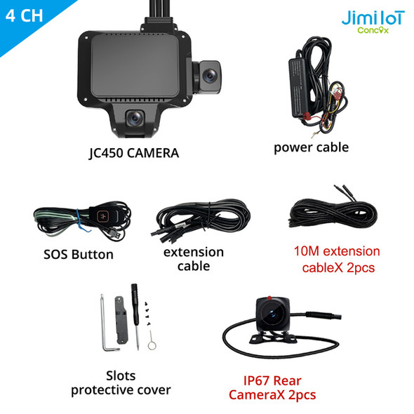 JIMIIOT 4G ADAS DVR Cam JC450 4 Channel Live View Dashcam Wifi Android Auto Monitor By APP Camera For Car 1080P GPS Video Record