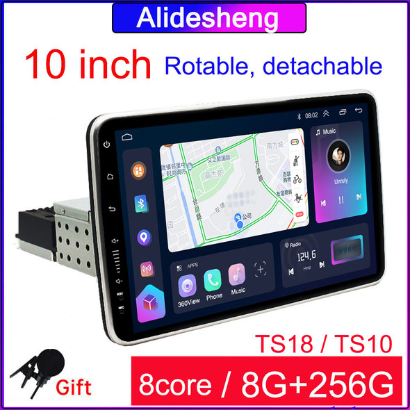 1din Rotable detachable 10 inch 8227 TS18 TS10 Android Car Radio MP3 multimedia Player GPS Navigation Carplay Auto video player