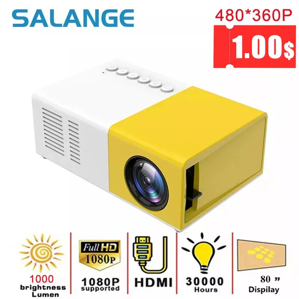 Salange J9 Pro Projector 1000 Lumens 480x360 Pixels 3.5mm Audio Hdmi