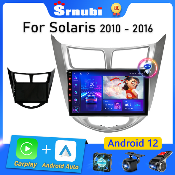 Srnubi Android 12 Carplay Car Radio for Hyundai Solaris Verna Accent 1 2010 - 2016 Multimedia Player 2 Din GPS 4G DVD Head Unit