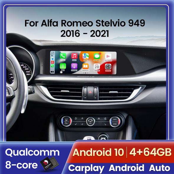 4+64GB Android 10 Car Intelligent System for Alfa Romeo Stelvio 949 2016 - 2021 Radio Multimedia Video Player Carplay Auto Audio