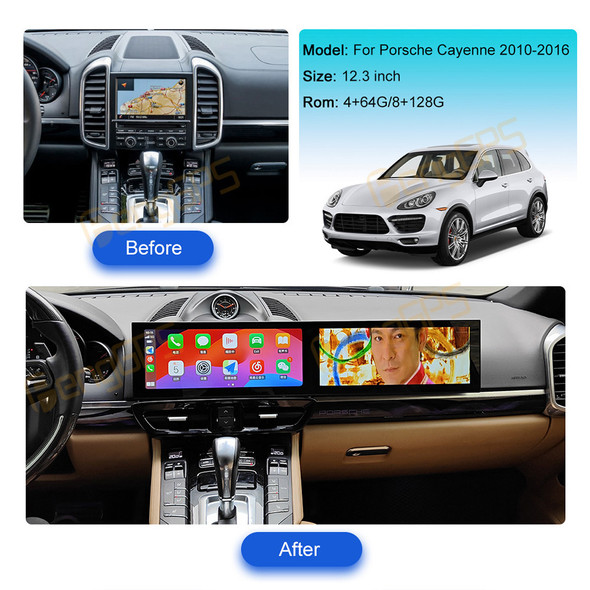 12.3 Inch Car Radio For Porsche Cayenne 2010-2016 Intelligent Systems Multimedia Video Player Carplay Navigation GPS Head Unit