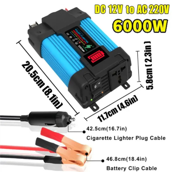 Dual USB Inverter Battery Capacity Display Car Conversion Inverter Multiple Protection for Car Household Electric Appliances