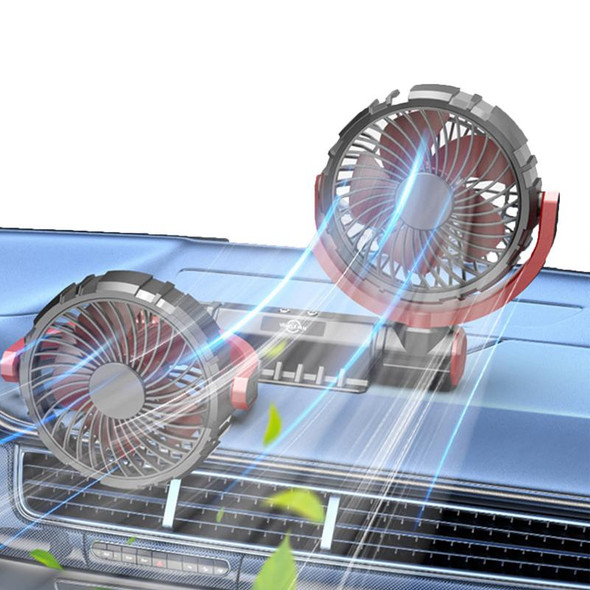 3 Speed Dual Head Car Fan 360 Degree Rotation Neck Auto Cooler Automobile Electrical Appliances for Summer Travel Keeping Cool