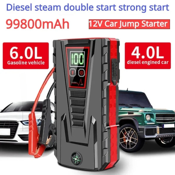 99800mAh Car Jump Starter 12V Auto Battery Starter Emergency Portable Battery Charger With Air Pump Car Electrical Appliances