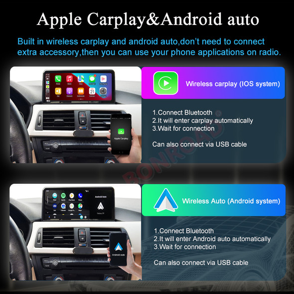 10.25'' Wireless Apple Carplay Multimedia Display Screen Android Auto For BMW 1/2/3/4 Series F20/F21/F22/F30/F31/F32/F33/F34/F36