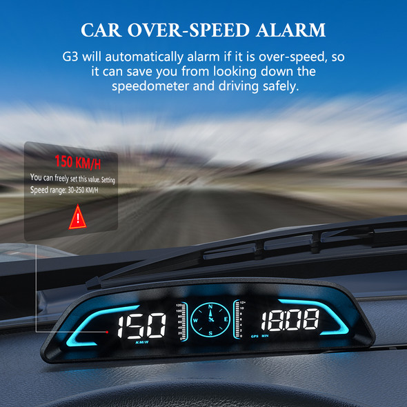 WYOBD G3 GPS HUD Auto Speedometer Head Up Display Car Smart Digital Alarm Reminder Meter Electronics Accessories for All Car