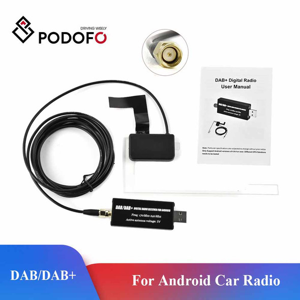 Podofo DAB + Antenna With USB Adapter Android Car Radio GPS Stereo Receiver Player For Universal