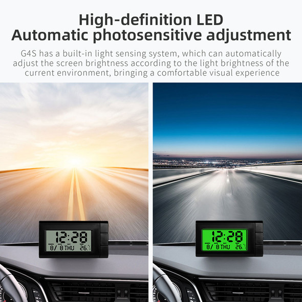 2 in 1 LCD Car Clock 3 colors Electronic Temperature LCD Display Automotive Digital Clock for Car Accessories Noctilucent Decor