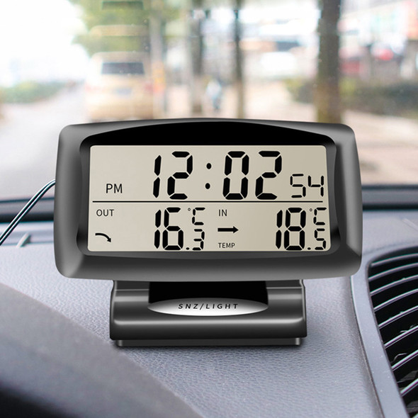Car Thermometer Digital Alarm Clock Auto Vehicles Temperature Gauge with Backlight Car Electronics Car Clock Dashboard Clock