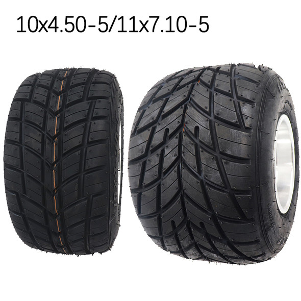 Karting wheel tire front 10x4.50-5 rear 11x7.10-5 with 5 inch aluminium alloy hub for GO KART ATV UTV Buggy