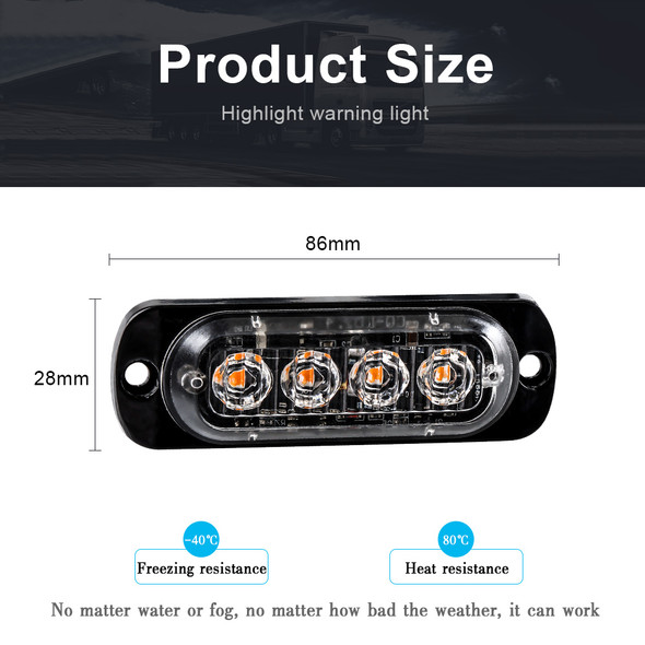 Car Grill Signal light FLASHING Warning Light trailer led lights 4 LED emergency lamp police strobe light TRUCK motorcycle SUV