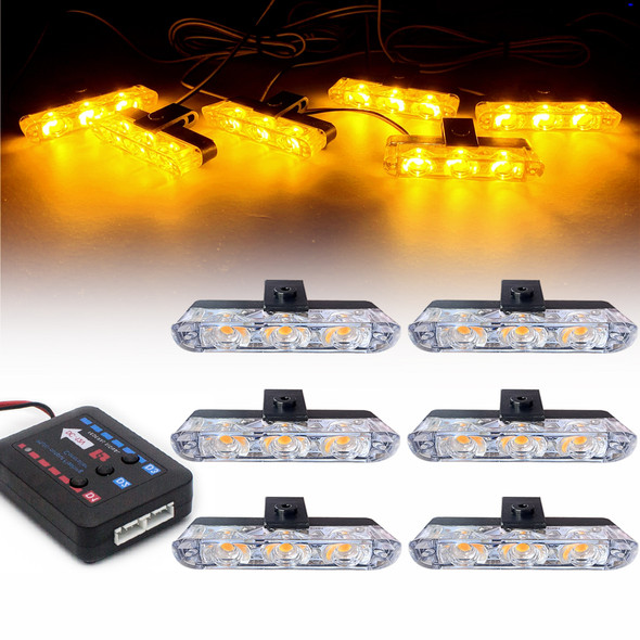 3 LED Car Front Grille Strobe Police Lights Flash Warning Lamp Red Blue Yellow Rescue Vehicle Emergency Flasher Signal Lighting