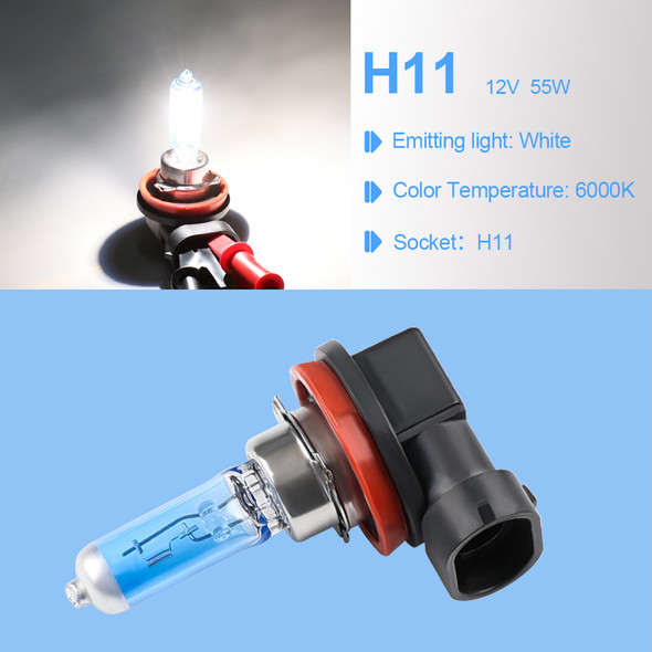 2pcs Super Bright Car Light H1 H3 H4 H7 H8 H9 H11 H15 9005 HB3 Auto halogen lamp bulb Fog Lights 55W 12V 6000K White Headlights