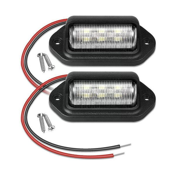 1/2PCS 6LED Car License Number Plate Light For SUV Truck Trailer Van Tag Step Lamp White Bulbs Car Products License Plate Lights