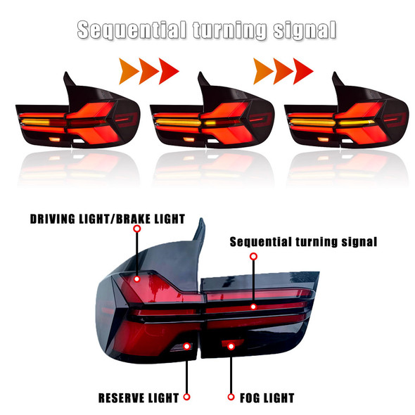 For BMW X5 E70 Taillight Assemblies 2007-2013 LED Sequential Flowing Turning Signal Rear Tail Light Auto Lamp Accessory