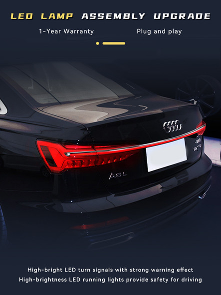 Car Through Lights For Audi A6L 2019-2023 C8 Modified Horch Version A8L Dynamic Taillight Turn Signal Tail Lamp Auto Accessories