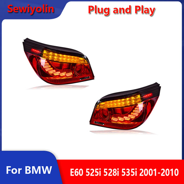 Car Accessories Led Tail Lights For BMW E60 525i 528i 535i 2001-2010 Plug And Play Fog Braken Driving Lamps DayLight DRL IP67