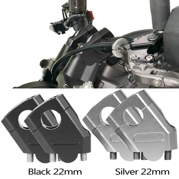 Black Silver 22mm Motorcycle Handlebar Riser Motocross Heightening Clamp Mount Pit Bike Motorbike Accessories