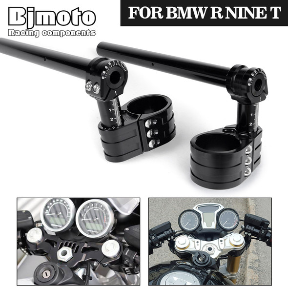 Motorcycle CNC Adjustable Handlebar 43mm Clamp Clip For BMW R nine T R nineT Pure 2014-2022 Clip On Ons Racing Fork Handle Bar